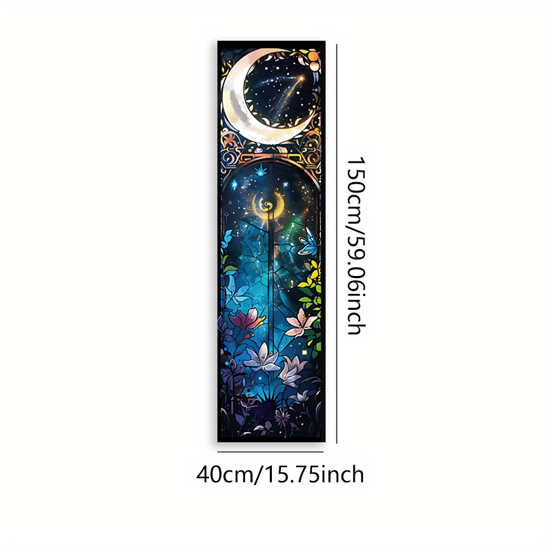 TEMU 2d Flat - 2d Flat - 2d Flat Printing Tapestry | Flowers Vertical Banner Tapestry Wall Hanging, Celestial Night Sky Boho Floral Long Narrow Wall Decor Tapestry