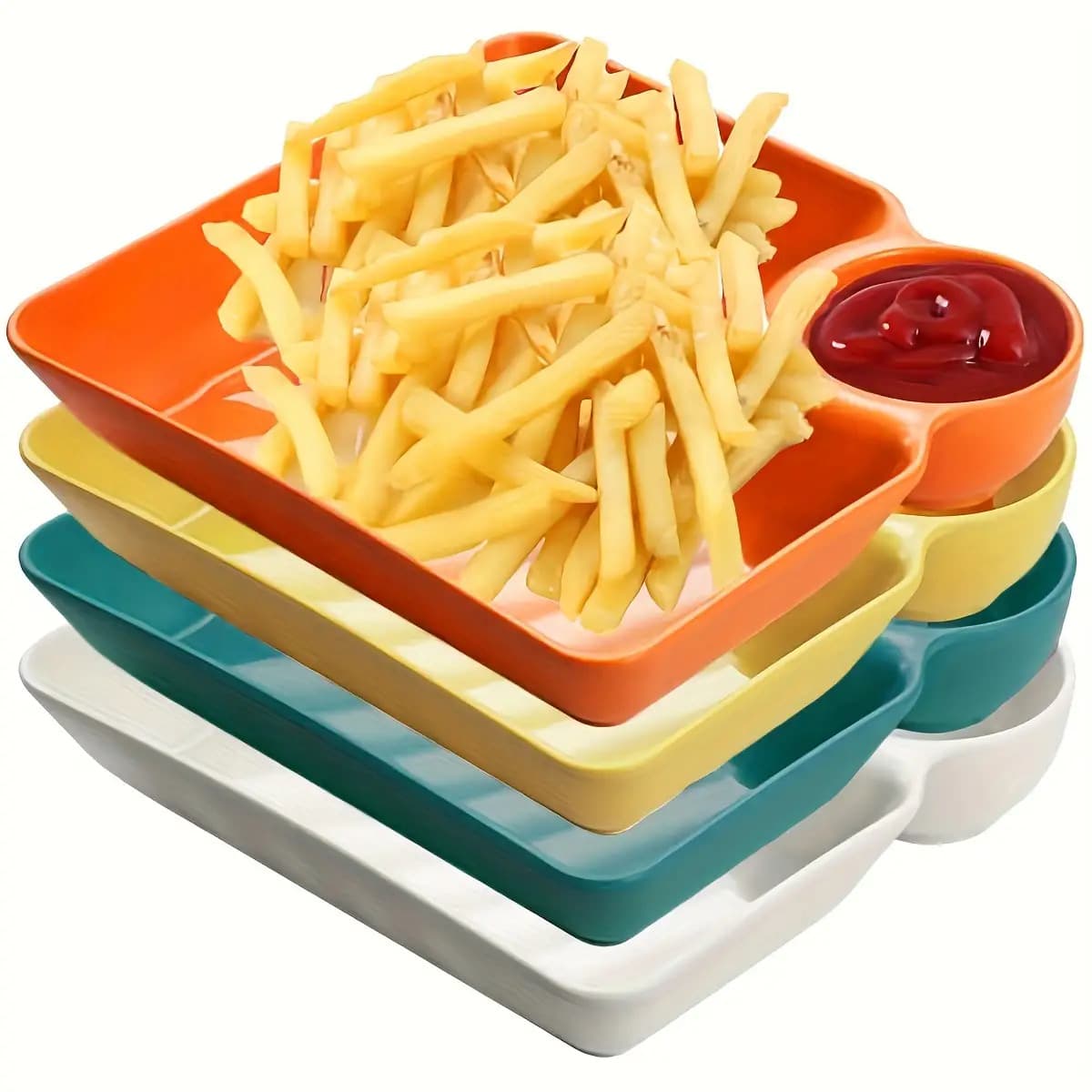 TEMU 4/8 Dumpling Plates, Plastic Plates With Dipping Sauce, Dumpling Plates With Sauce Compartments, Used To Hold Party Potato Chips, Sushi, Dumplings, And Snacks
