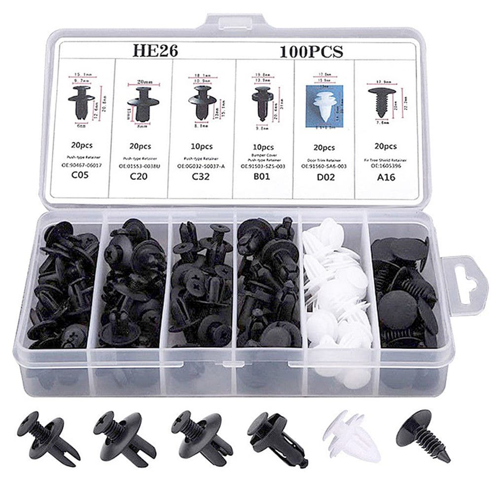 TEMU 100pcs Set Of Trim Panel Retainers, Assorted Auto Fastener Clips For Car Body, Push Retainers, Pins, Rivets, Bumpers, Doors, And Other Automotive Additions