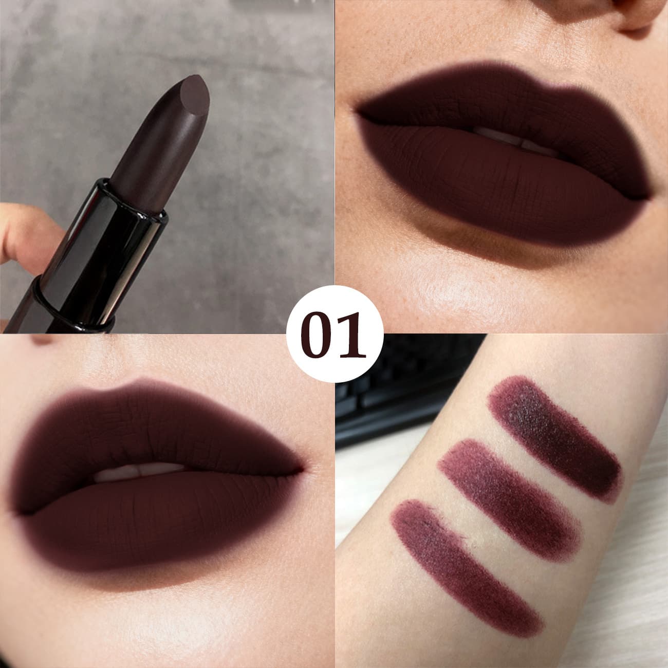 TEMU Velvet Matte Lipstick - Pigmented Long-lasting Wax Formula, Matte Lip Color Suitable For Party & Date Night Makeup - Rich Lipstick In Berry Shade (suitable For All Light Beige Types)