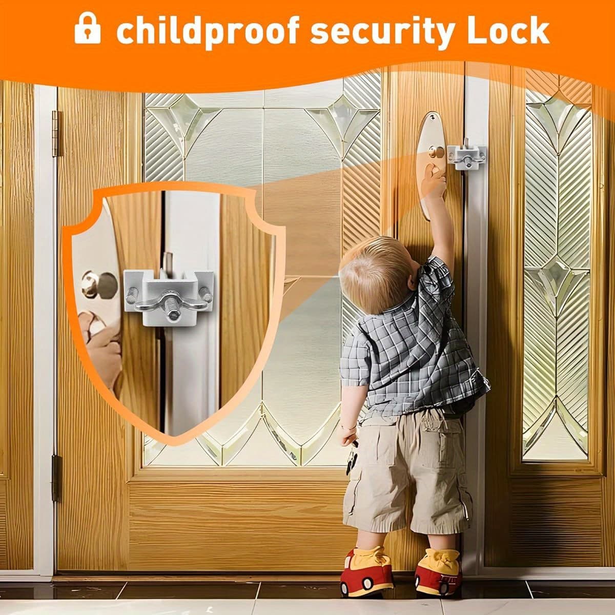 TEMU 1pc Heavy Duty With Anti-pry Plate & Adjustable Safety Pin Lock - Polished Door Suitable For Indoor/outdoor Use - For Homes, Hotels, Dorms - Security For Residential/commercial Doors