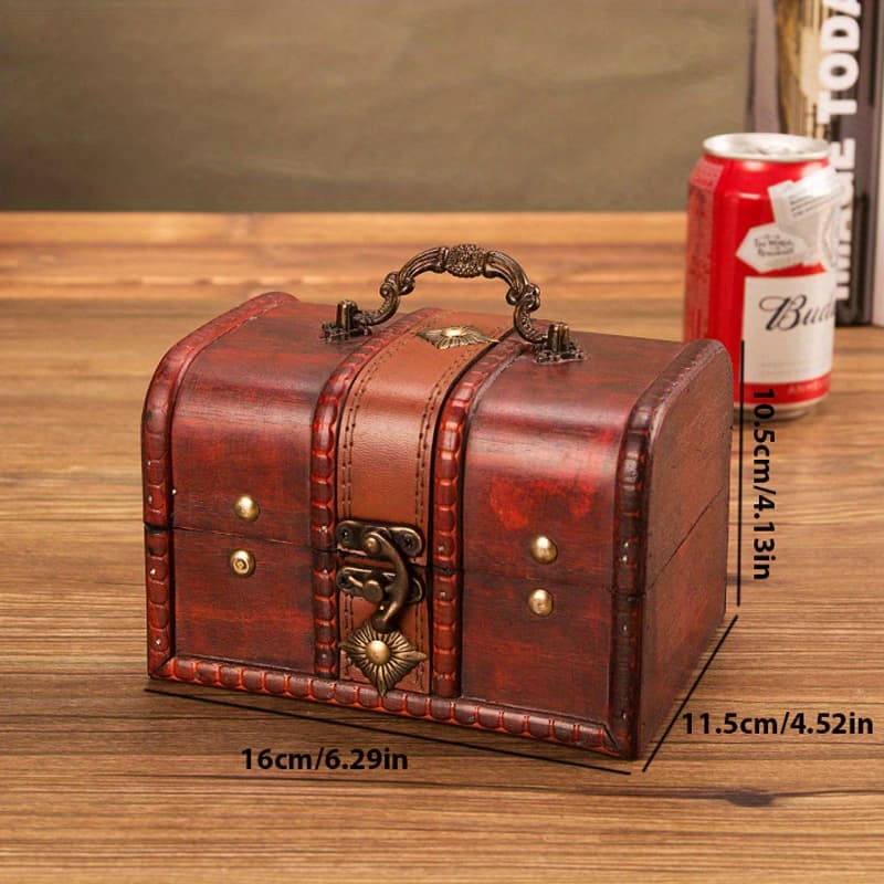 TEMU 1pc Vintage Wooden Storage Box, Handmade European Jewelry Box, Necklace Bracelet Souvenir Sorting Box, Treasure Box, Wooden Box, Packaging Box, Jewelry Box, Jewelry Boxes