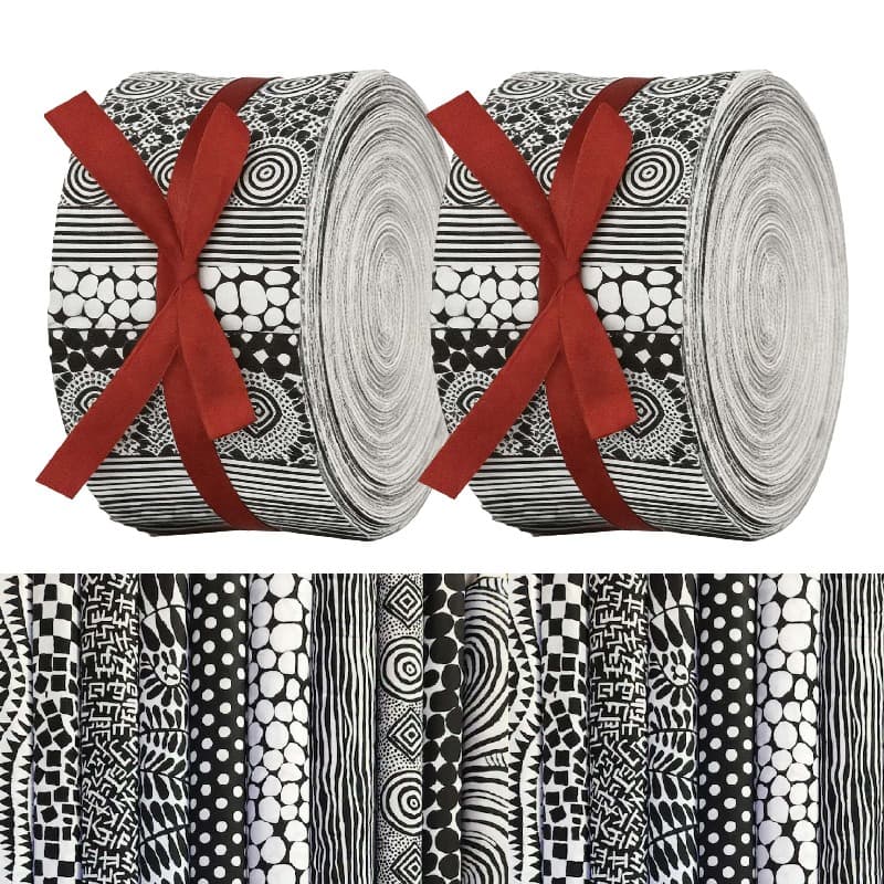 TEMU 40pcs Pre-cut Black & White Fabric Strips - 6.35x50cm (2.48x19.7in) Diy Quilting Material With Assorted Geometric Patterns Suitable For Doll Clothing, Handmade Crafts & Sewing Accessories