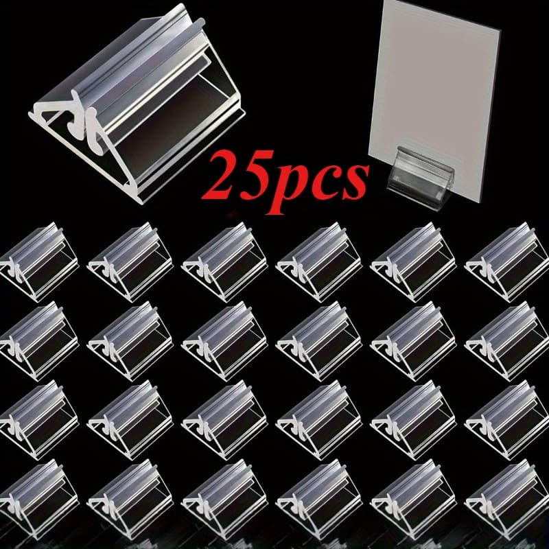 TEMU 25pcs Clear Acrylic Card Display Stands - High Durable & Lightweight, Sturdy Card Holders For Home Office, Events, Parties, Photo & Information Display, Party Setup, ,