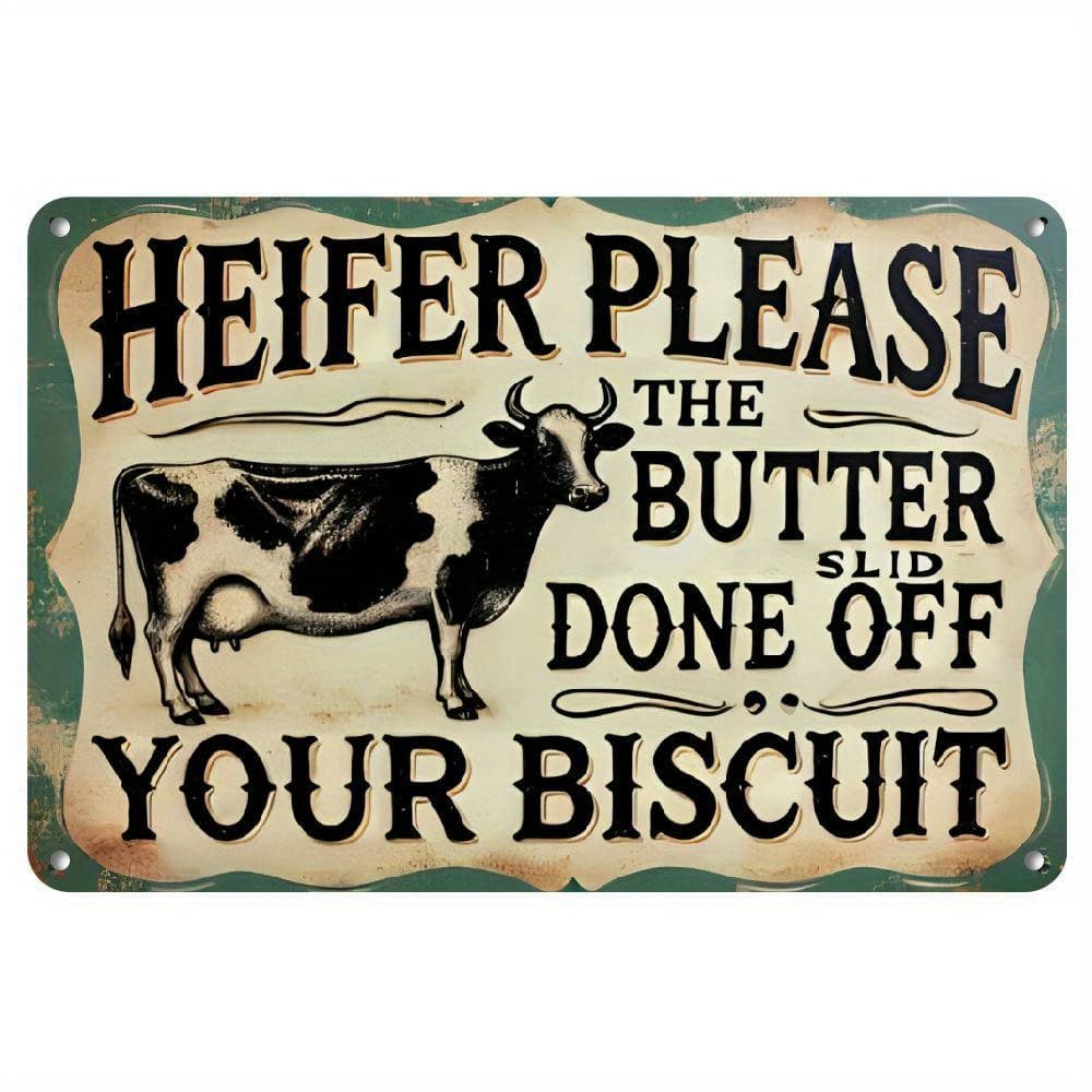 TEMU Please Cow Design Aluminum Wall Sign - Rustic Vintage Decorative Art For Home, Kitchen, Bar, Office, Or Garden - 12x8 Inches, Lightweight & Easy To Hang With Pre-drilled Holes