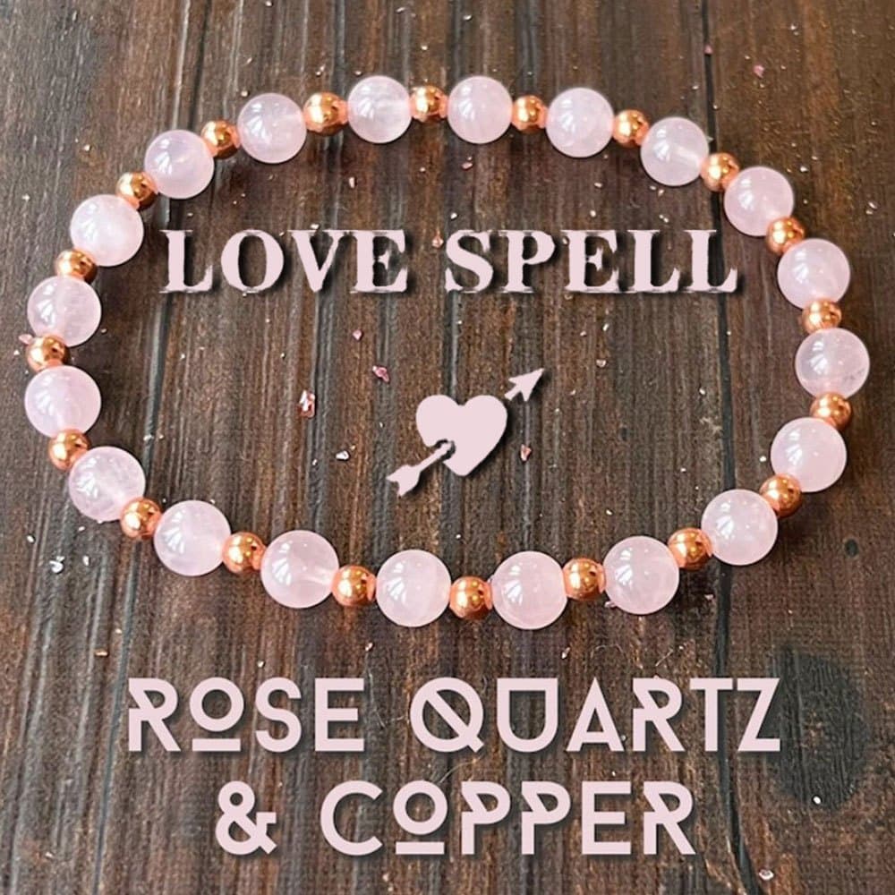 TEMU Rose Quartz And Copper Natural Stone Beaded Bracelet | Increase Your Charm And | Elastic | Suitable For Daily Wear And Valentine's Day Gifts