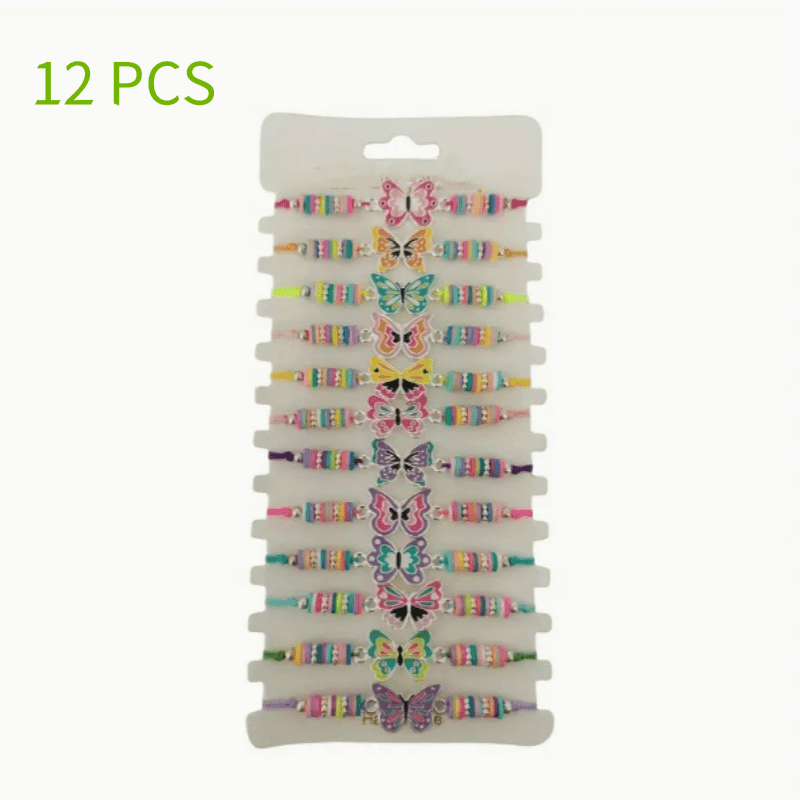 TEMU 12pcs Cartoon Polymer Clay Bracelet Set Colorful Dopamine Beaded Bracelets