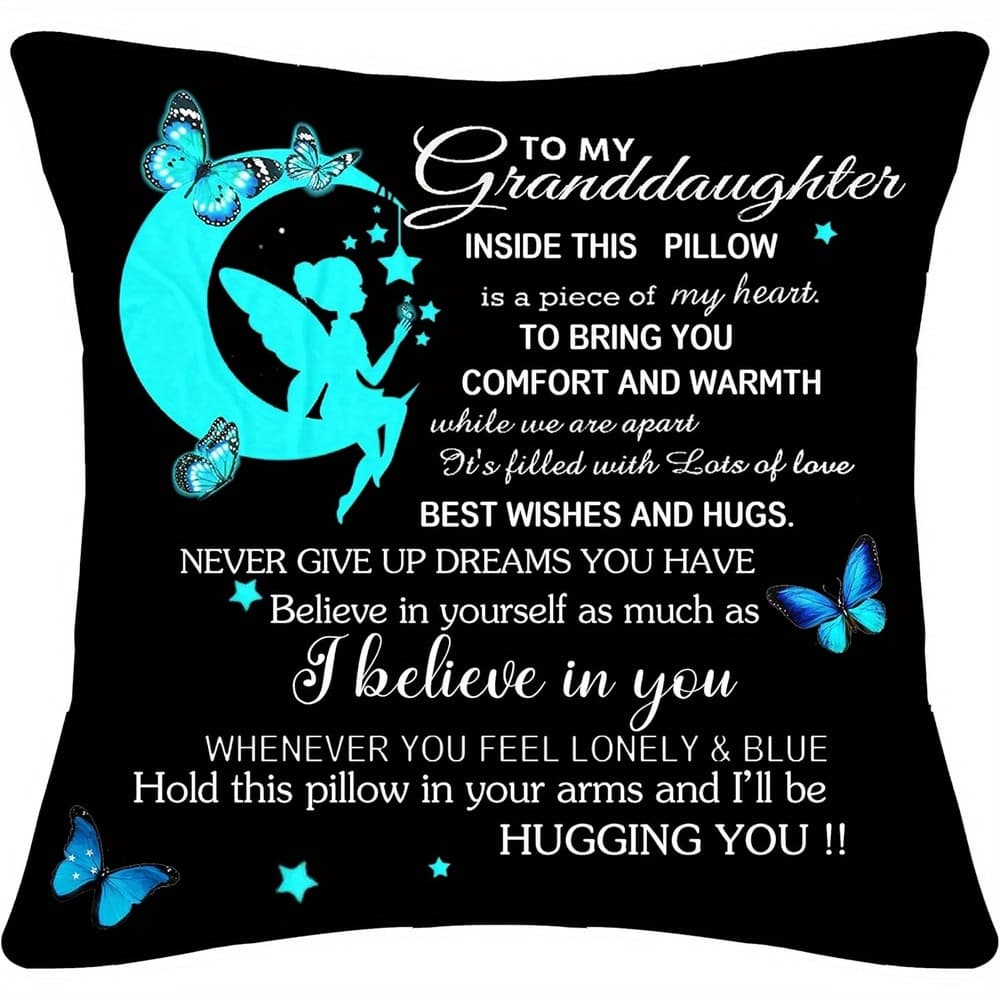 TEMU 1pc Of Decorative Throw Pillow Covers For Granddaughters From Grandmothers, Featuring Single-sided Printing. Measuring 18x18 Inches, Pillow Cases Are Perfect For Couches, Beds, And Outdoor Sofas