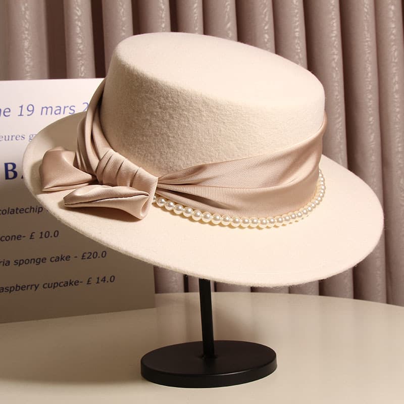 TEMU Luxury Bow Felt Flat For Women - Autumn/ Winter Style