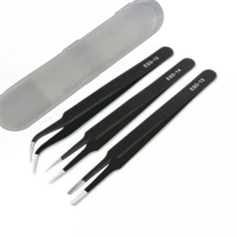 TEMU Professional Stainless Steel Tweezers Set With Storage Box - Static Dissipative, Tools For , Model Making And Electronics. Durable, Anti-corrosion,