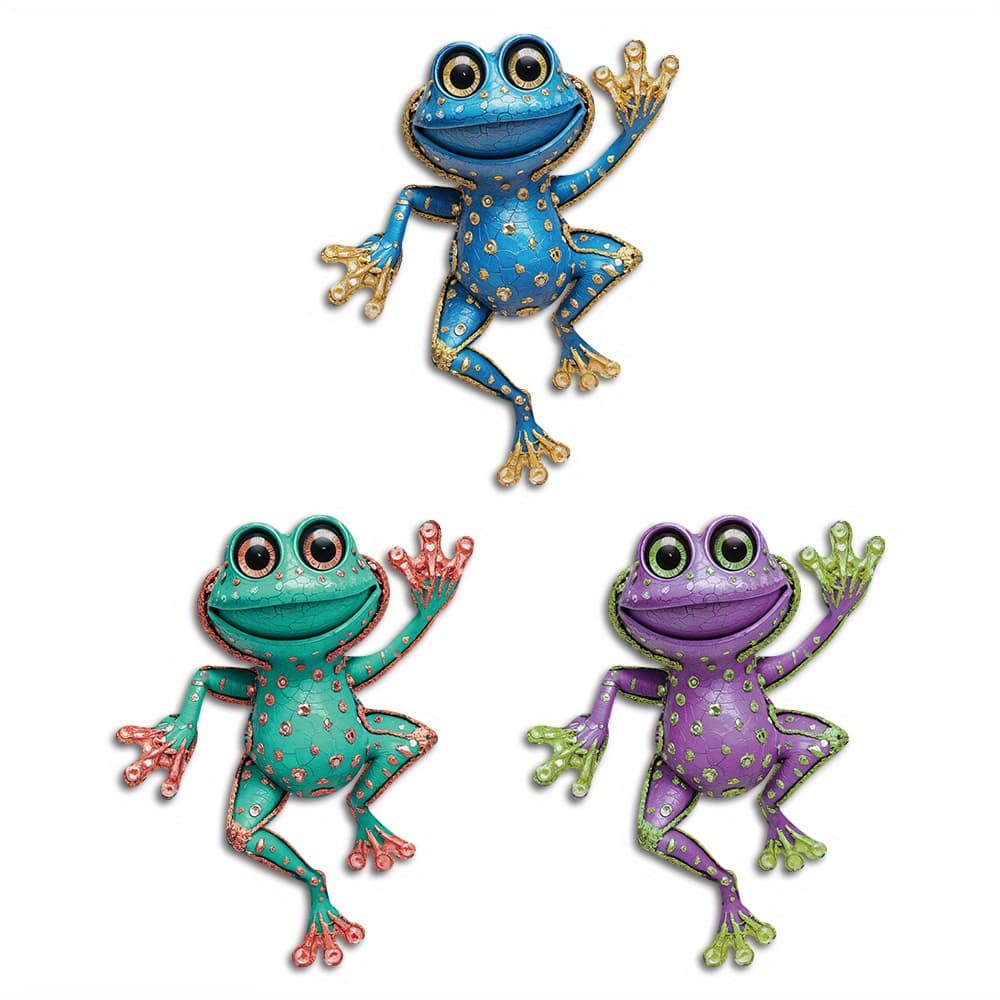 TEMU 2d Flat Putuo Decor 3pcs Frog Shaped Metal Sign Garden Decor For Outside, Outdoor Garden Wall Art Decor For Home Room Yard Flower Garden Backyard, Gift