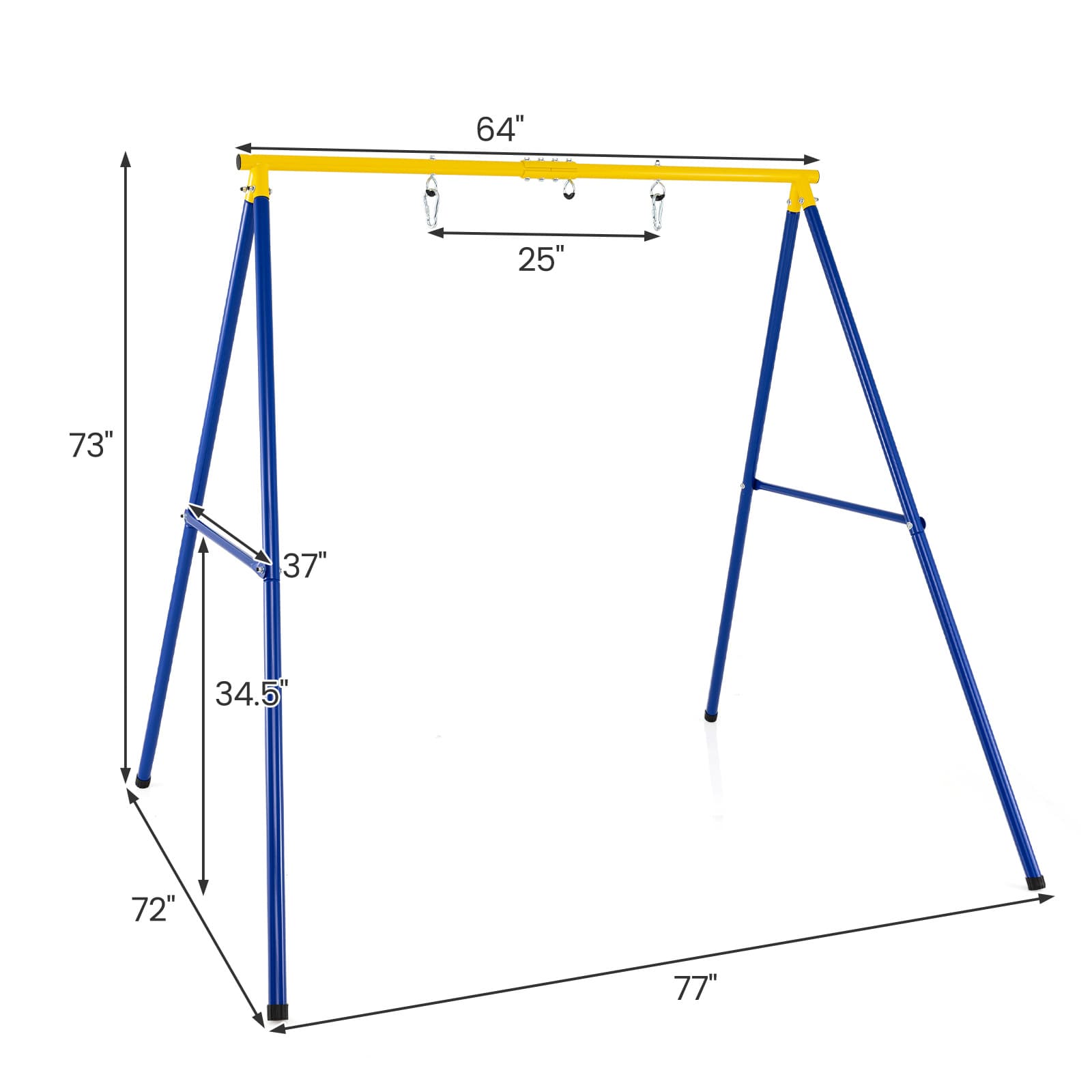 TEMU Single Metal Swing Frame, Stable Porch Swing Stand W/ Anti-slip Footpads, Ground Stakes & Carabiners, Saucer Swing & Belt Swing, Indoor & Outdoor Swing Set For Backyard, Garden, Living Room