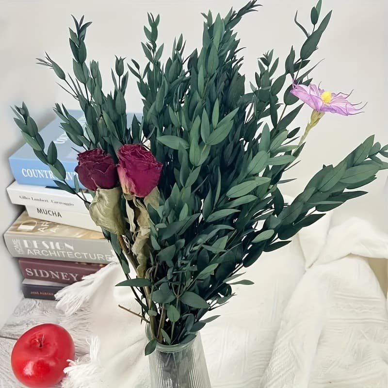 TEMU 8pcs Real Dried Eucalyptus Stems Eucalyptus Branches For Shower, Greenery Leaves For Vase Filler, Fragrance, Live Plants Decor