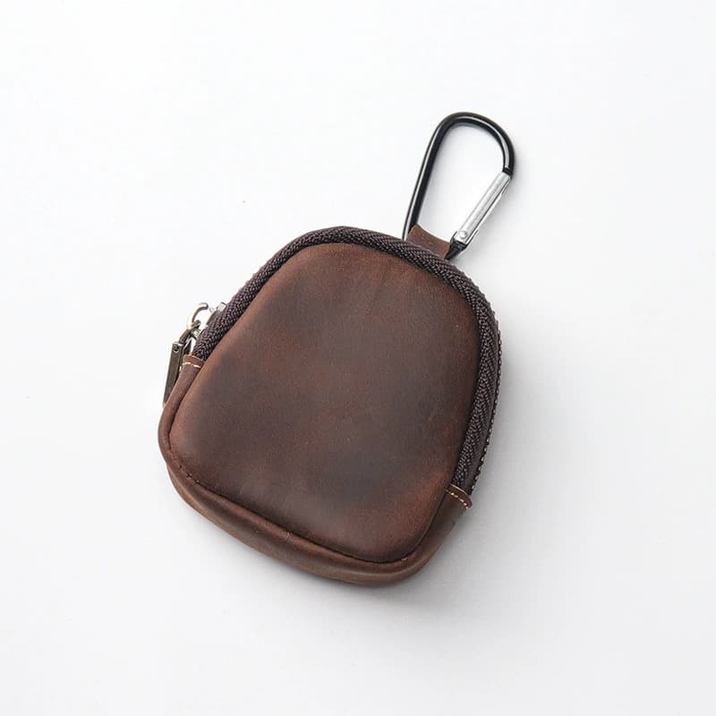 TEMU Light Luxury Vintage Genuine Leather Key And Coin Pouch, Full-grain Top-layer Cowhide, Unisex Multi-functional Card Holder Organizer, Business Commuter Card Holder Organizer