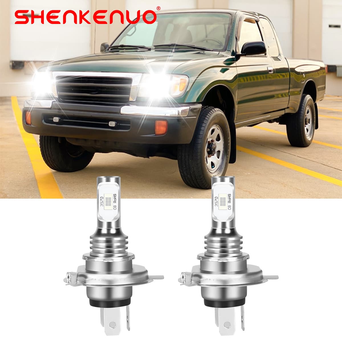 TEMU 2pcs Super 9003 H4 Led Headlight Bulbs High Low Beam Bulbs For Tacoma 1997-2004