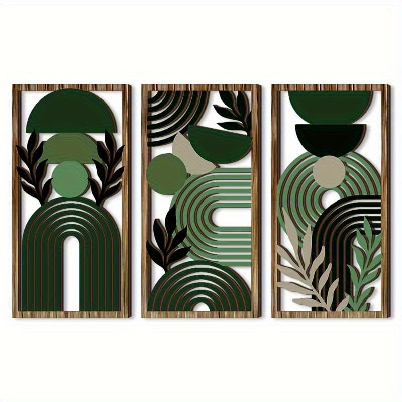 TEMU 3pcs Rustic Hollow Wood Wall Decor For Bedrooms And Living Rooms
