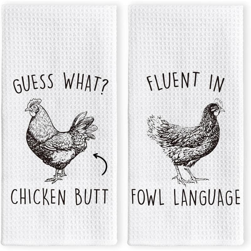TEMU 2pcs 18×26 Inch Chicken Rooster Kitchen Towels Dish Towels, Hand Towels For Kitchen Bathroom Farmhouse Decoration, In Foul Language Deco Hand Tea Towel Set Of 2