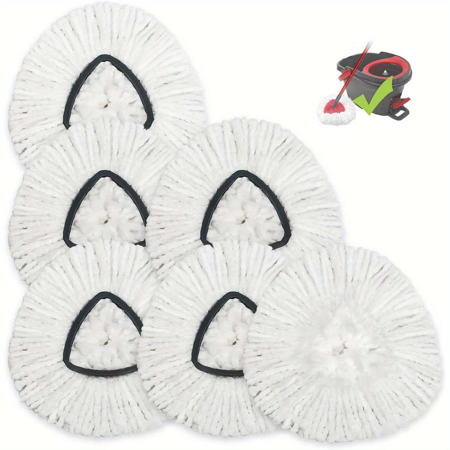 TEMU 6-pack Rotary Mop Replacement Heads Compatible With Oceda Easywring 1 ; Microfiber Mop Replacement Heads For Hardwood Floor Cleaning (not Compatible With 2-tank Systems).