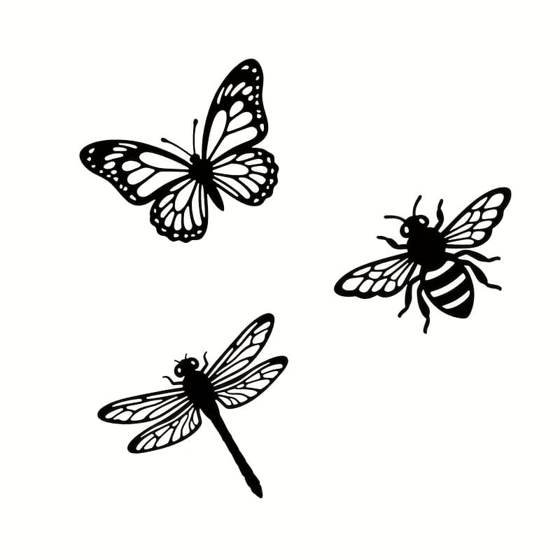 TEMU 【2d Flat】 [2d Flat] 3pcs Acrylic Outdoor Decorative Wall Hangings, Acrylic Dragonfly Bee Wall Art, Indoor Outdoor Fence Outdoor Decorations, Suitable For Room Bedroom Courtyard Terrace Porch