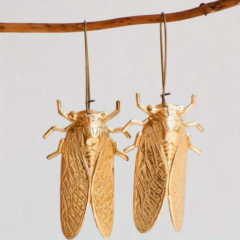 TEMU 1-pair Vintage Cicada/-friendly Cicada-shaped Earrings For Women - Retro Animal Ear Suitable For Party Wear & Daily Outfits, Unique Bug-themed Gift (comfortable Cicada Shape)