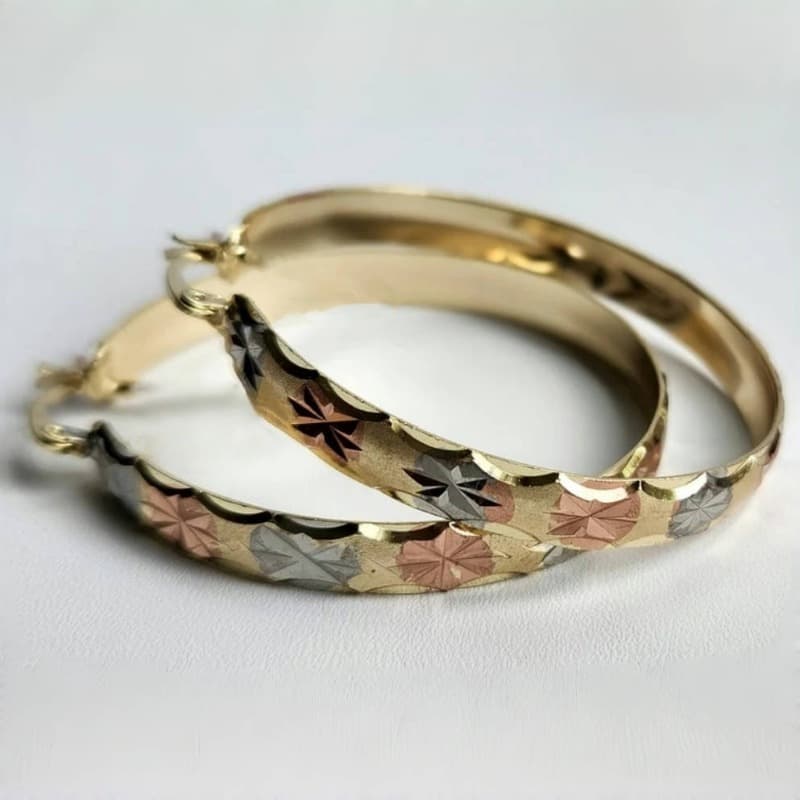 TEMU 3-tone Bangle Hoop Earrings