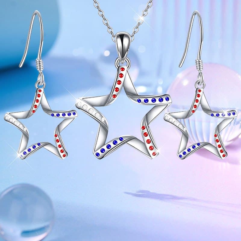 TEMU 3pcs Simple Luxury Shining Pentagram Earrings Necklace Commemorative Jewelry Exquisite Christmas Birthday Gift