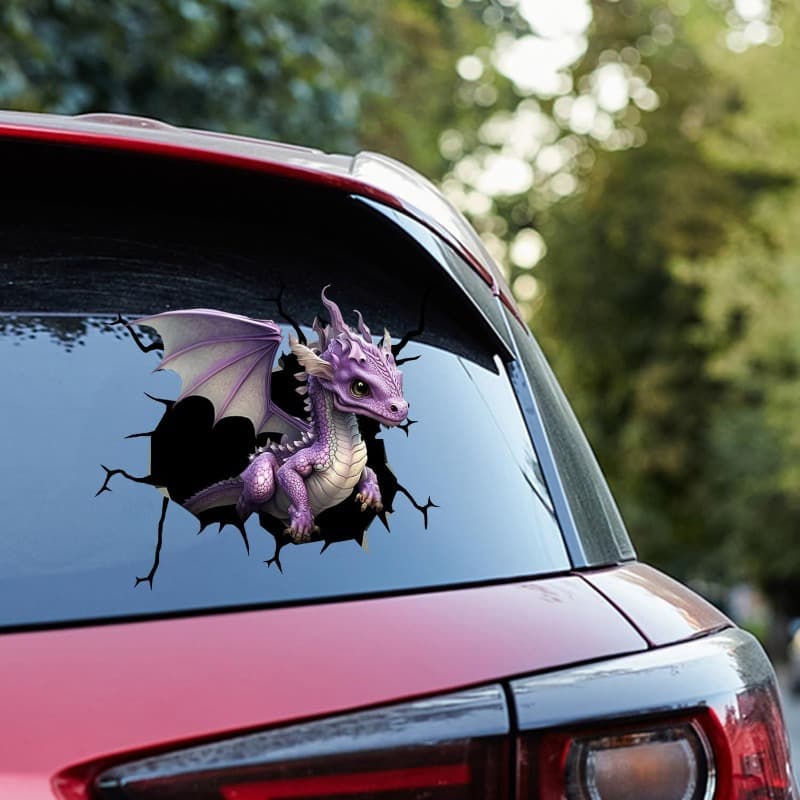 TEMU 3d Dragon Flying Car Decals, Wall Decal Stickers Pack Of 2-8inch- Flying Realistic Dragon Stickers For Wall, Vinyl Decals Bumper Stickers For Car Window, Dragon Stickers