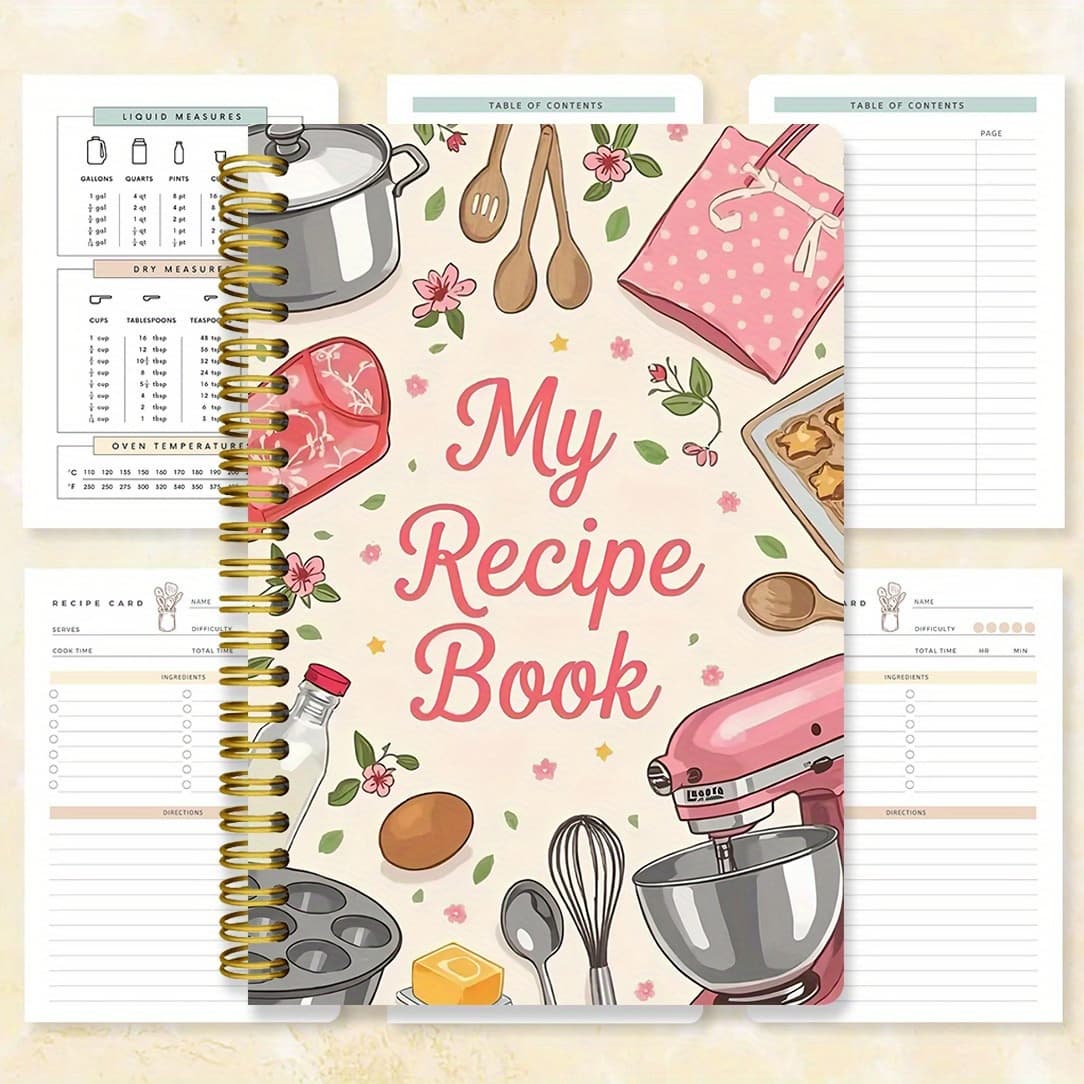 TEMU -page Colorfully Cookbook With Spiral Binding And Dimensions Of 5.5x8.3 Inches, Perfect For Cooking Enthusiasts, Family Meal Planning, And Recipe Collection.