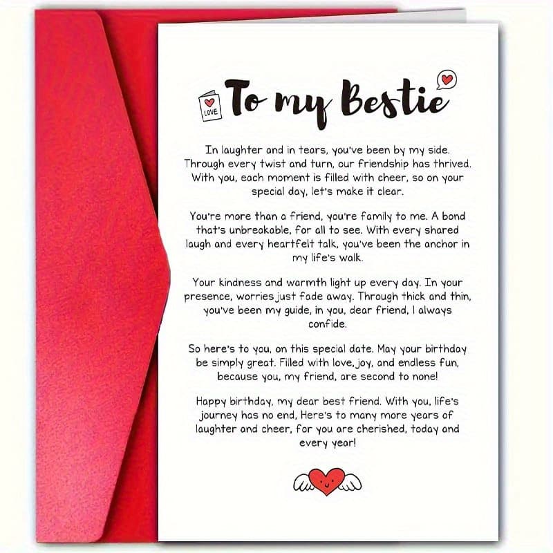 TEMU 6pcs Birthday Greeting Card For Best Friend, High-quality Paper, Birthday Wishes For Anyone, With Envelope, For Thoughtful Poetry And Love With , Birthday Card