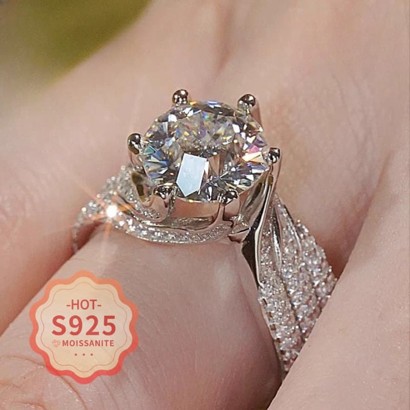 TEMU The Luxurious S Silver Moissanite Ring Adds An At . Very Suitable For Birthday Surprises Or Friendship Celebrations, Suitable For Women To Wear Total Weight Of The Product (2.39g)
