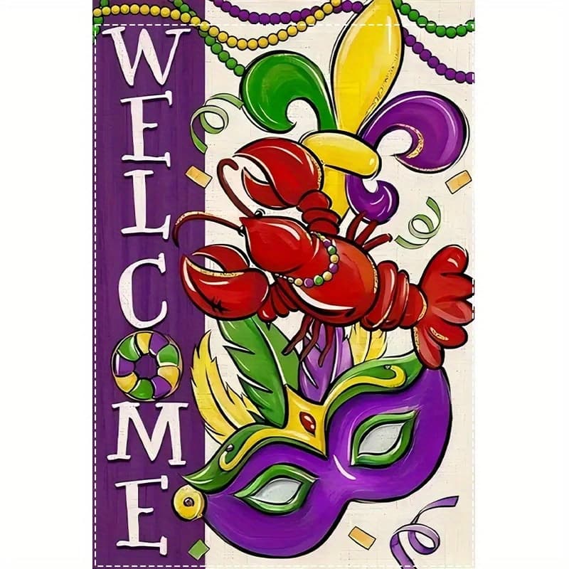 TEMU Festive Carnival Flag - Vibrant Lobster Design, Double-sided, Weatherproof Polyester, 12x18 Inches - Perfect For Outdoor Celebrations, Outdoor Garden Flag