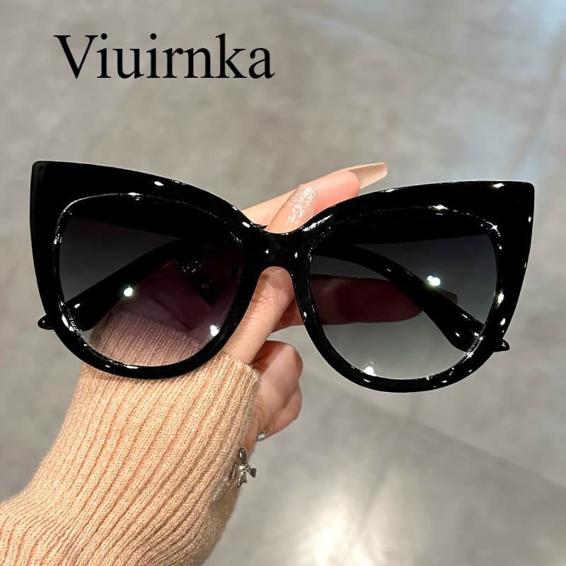 TEMU Viuirnka Women's Glasses, Oversized Cat Eye Frame With Leopard Print Accents, Piece With Case, Perfect For, Activities, Street Style And Parties, Halloween And Christmas Gift