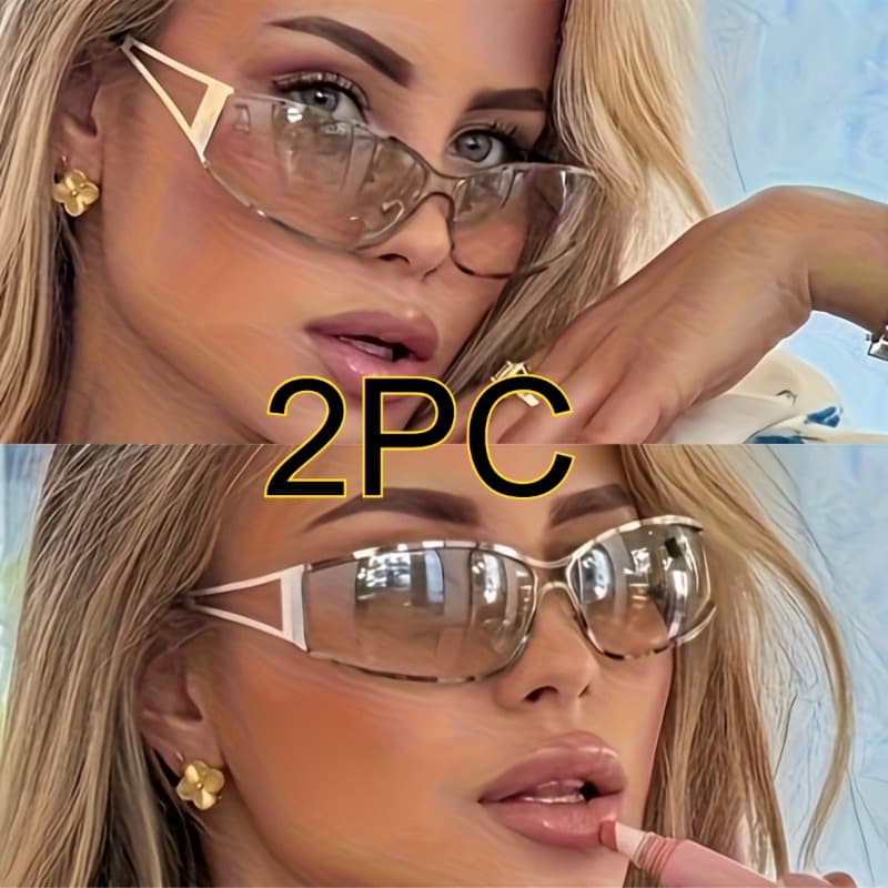 TEMU 2026 Ymk 2pcs New Arrival European High-end Silvery Color-changing Glasses Personalized Trendy Eye Protection Unisex