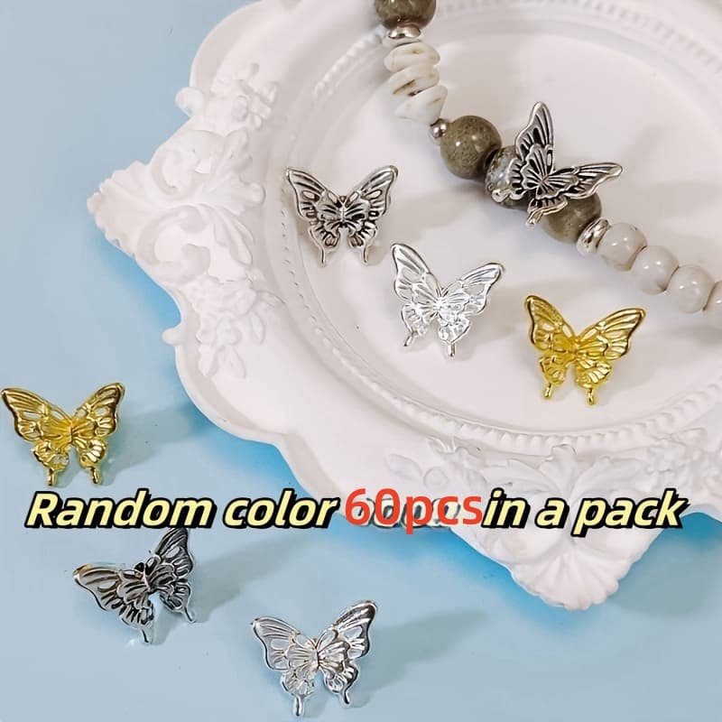 TEMU 60pcs Of Stylish Alloy Beads In Colors, Perfect For Your Own Jewelry Such As Bracelets, Necklaces, Earrings, And Pendants