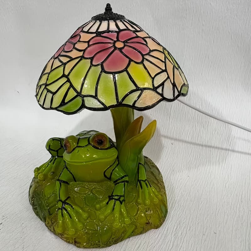 TEMU 1 Creative 3d Frog Table Lamp | Floral-painted Light, Warm Ambiance Home Decor, Perfect For Bedside, Office Desk, Or Study Decor, , Birthday, And Holiday Gift, Plastic Material