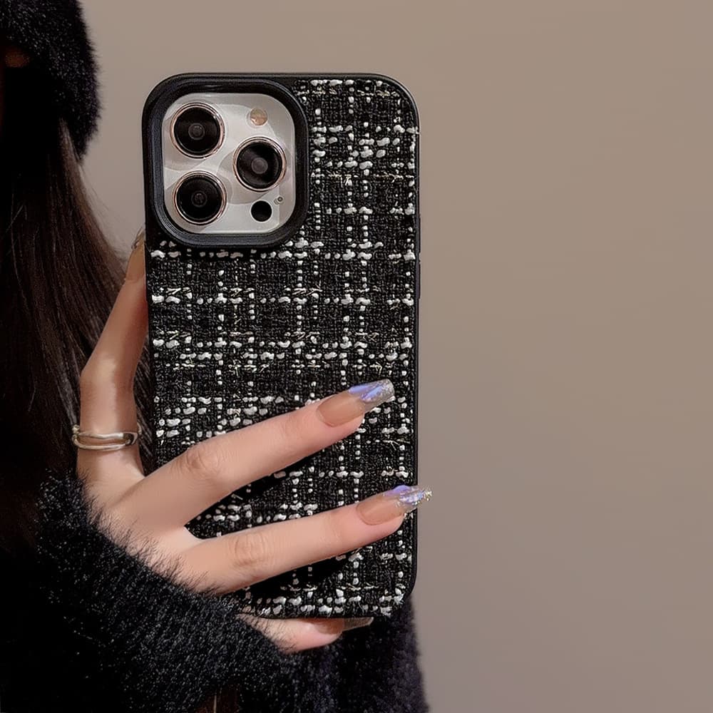 TEMU Phone Case: Classic Elegant Style Flannel Iphone Case For 16 Pro Max, Autumn/winter, Compatible With Iphone 15, 14, 11, Hard Cover For 12, Drop-proof For 17 Pro Max