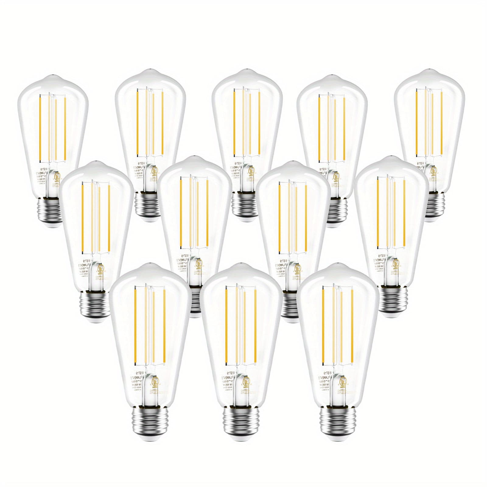 TEMU 2700k Vintage Led Filament Lamp Bulb For Daily And Holiday Decoration, 8 W, Equivalent To 60 W, E26 Medium Base, Dimming, Clear Glass, Low Energy Consumption,
