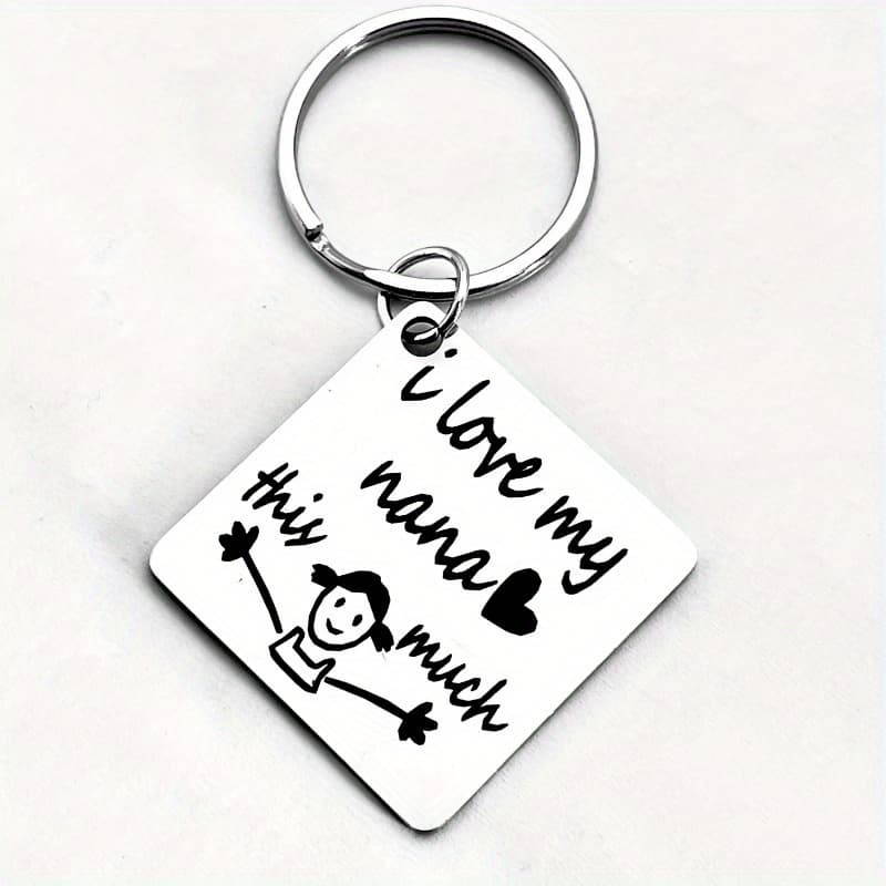 TEMU Stainless Steel Keychain "i Love My " - Elegant Gift For Grandchildren, Perfect Birthday Or Holiday Present For Grandma