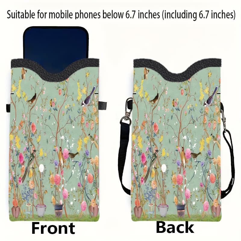 TEMU 1pc Birds, Flowers And Printed Pattern | 2d Flat High-quality Strap With Adjustable Lanyard, Compatible With Iphone And , Casual And Fashionable