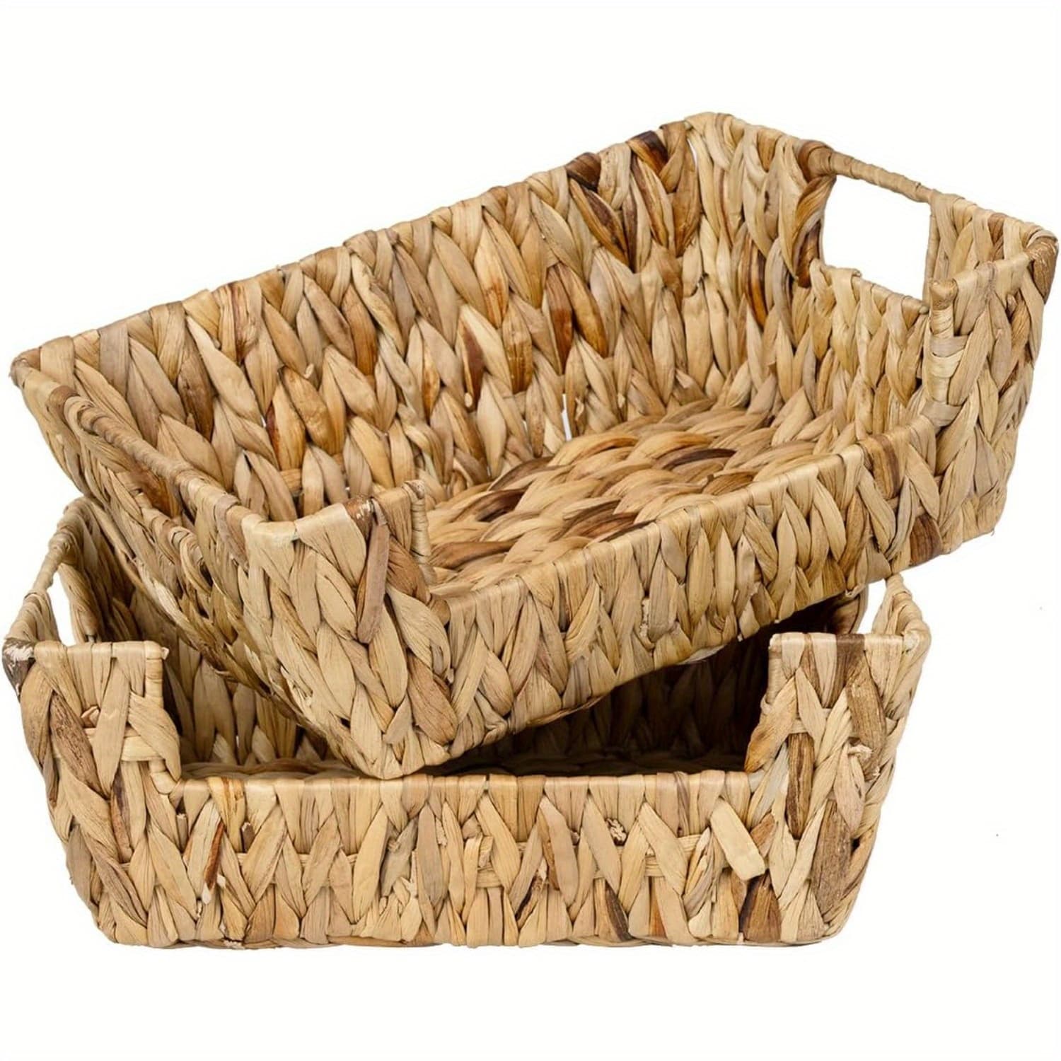 TEMU Water Hyacinth Wicker Baskets For Storage, Pantry Baskets Organization And Storage, Pantry Storage Baskets, Wicker Baskets For Shelves, 2 Pack