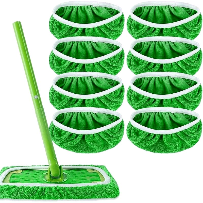 TEMU 8/12pcs Washable Microfiber Mop Pads Durable Easy Design Perfect For Wet Or Dry Floor Cleaning Essential