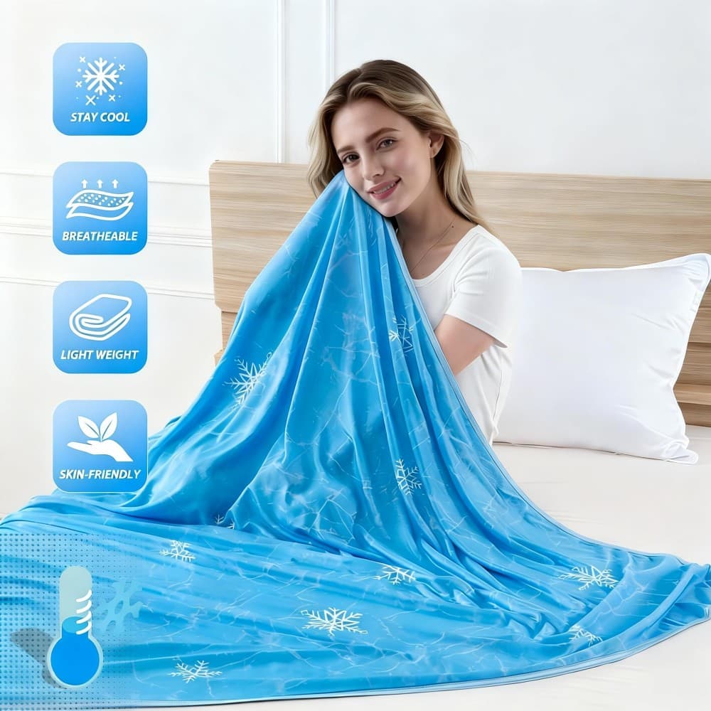 TEMU 1pc Cooling Blanket Suitable For Hot Sleepers & , Double-sided Cold Bed Throw With Breathable Skin-friendly Cover, Machine Washable - Bedspread For, Bed Cooling System For Hot Bedrooms