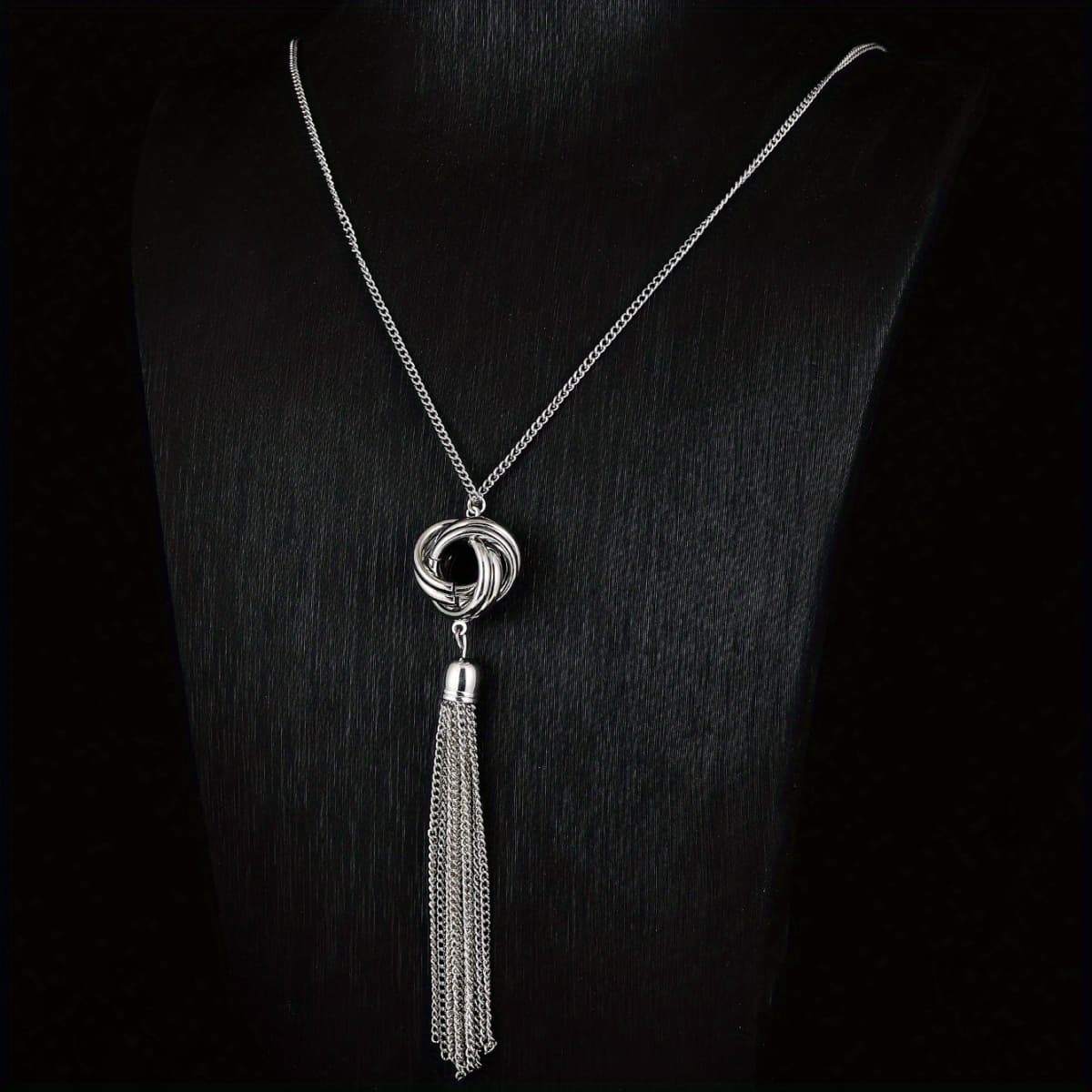 TEMU 1pc Trendy Retro Long Necklace - Individual Chain Tassel Sweater Chain Suitable For Autumn Winter, Fashionable For Daily Wear And Casual
