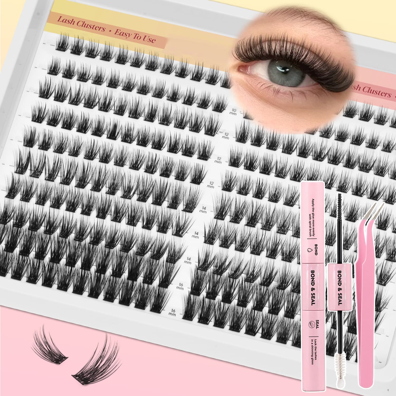 TEMU 240pcs Lash Clusters -16mm, Natural Fluffy & Cluster Lashes With Glue And Tweezers, Reusable Diy Eyelash Extension Set For Effortless , Christmas Gift Ideas, Unique Christmas Gifts For Her Or Mom
