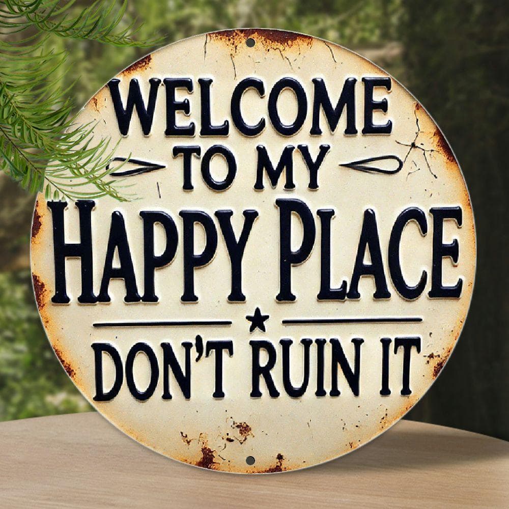 TEMU 2d Flat, Welcome To " Round Metal Sign - Durable, Easy-hang Decor For Bedroom, Kitchen, Dining & Bar - Or Office Gift, Room Decor, 2d Flat Printing, Don't Ruin Him, Unique, Room Decor, 2d Flat