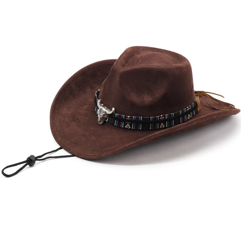 TEMU Cowboy Style Tibetan Additions Fashion Top Hat Autumn And Winter New Deerskin Velvet Big Riding Hat