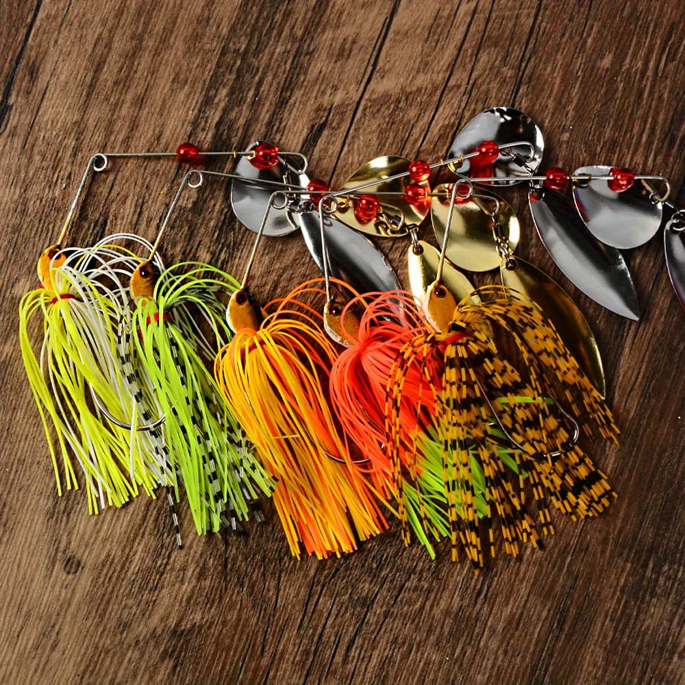 TEMU 5pcs Spinner Bait Fishing Lure Composite Spinner With Single Hook Artificial Fish For Trout