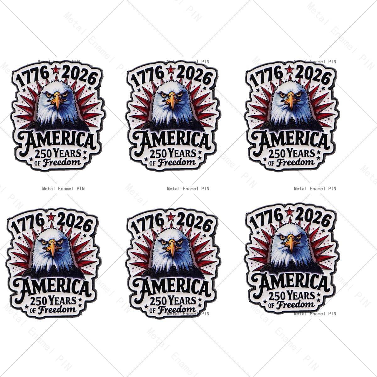 TEMU 6pcs 250th Anniversary Of The United States Enamel Pin Cute Lapel Pins Badges On Backpack Men's Brooch Clothes Gift Jewelry Fashion Accessories
