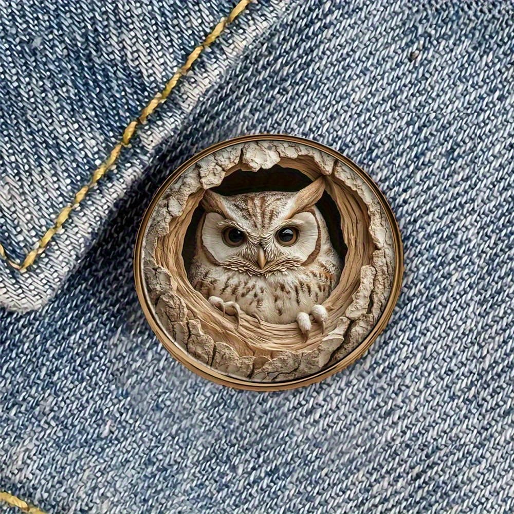TEMU 1 Vintage Owl Brooch Pin For Backpacks Hats, Realistic Bird Badge, Nature Inspired Animal Jewelry Gift For Women Men