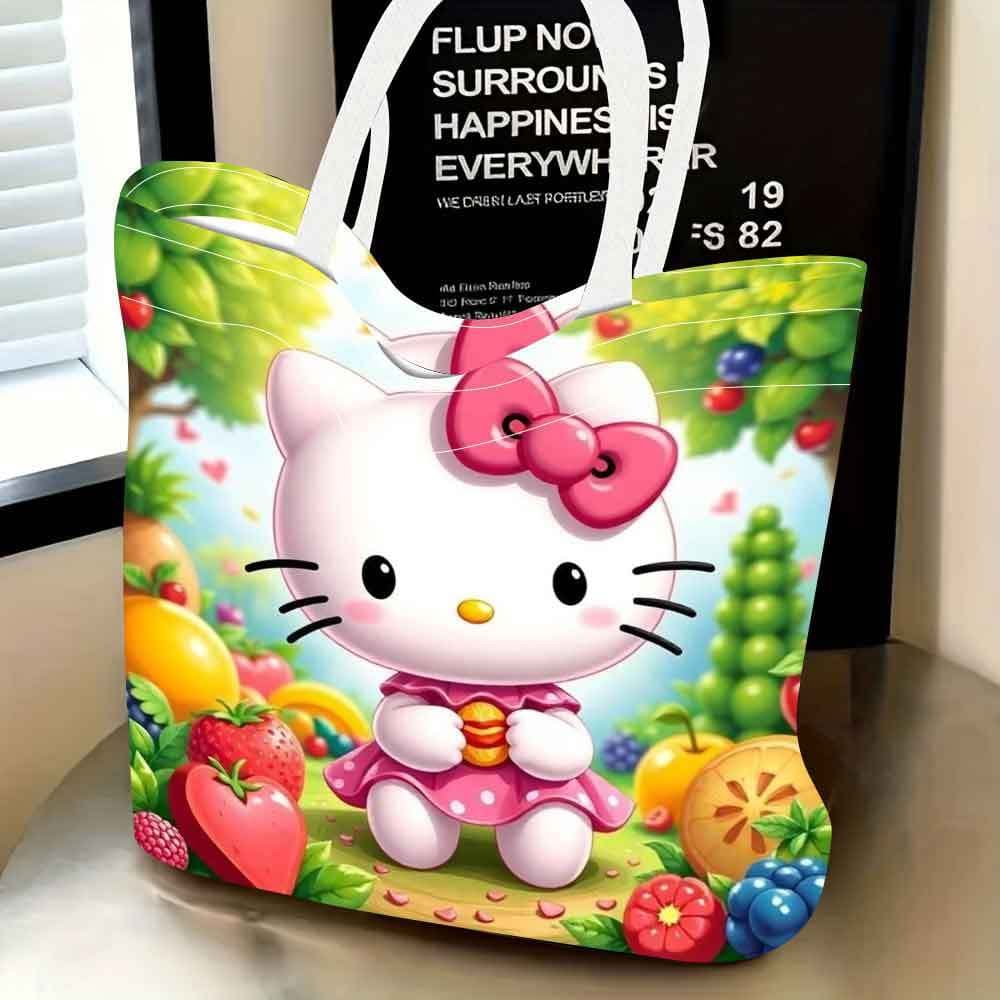 TEMU 1pc Of Hello Kitty Tote Bag For Women, Featuring A Cute Cartoon Design, Perfect For Daily Use, Shopping, Travel, And As A Gift For Valentine's Day Or